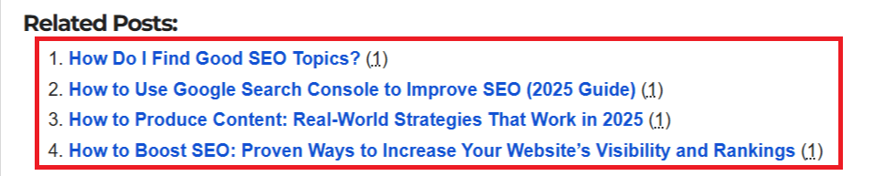 Add related post links SEO Behavioral Factors Google