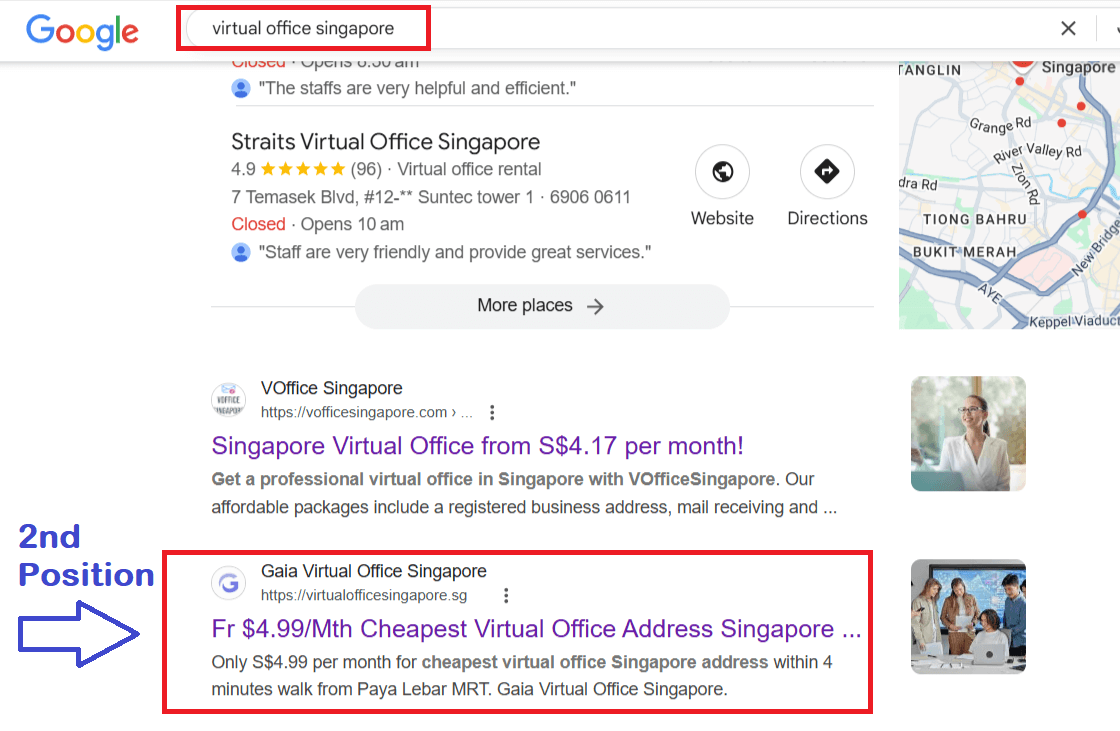 2nd Position in Google SERP
