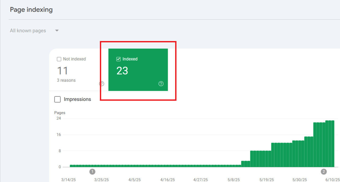 pages started indexing within 24 hours