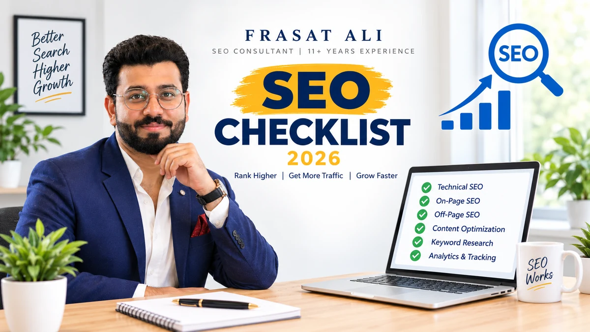 SEO checklist 2026 guide by Frasat Ali, SEO consultant